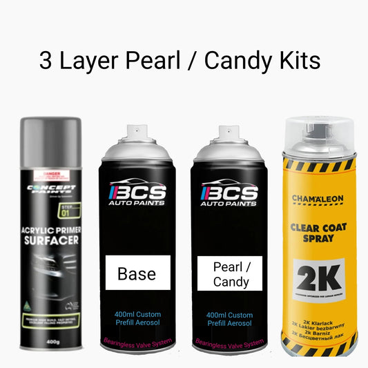 2k 3 Layer Pearl & Candy Aerosol Repair Touch Up Paint Kit - Primer - Base - Pearl - Clear