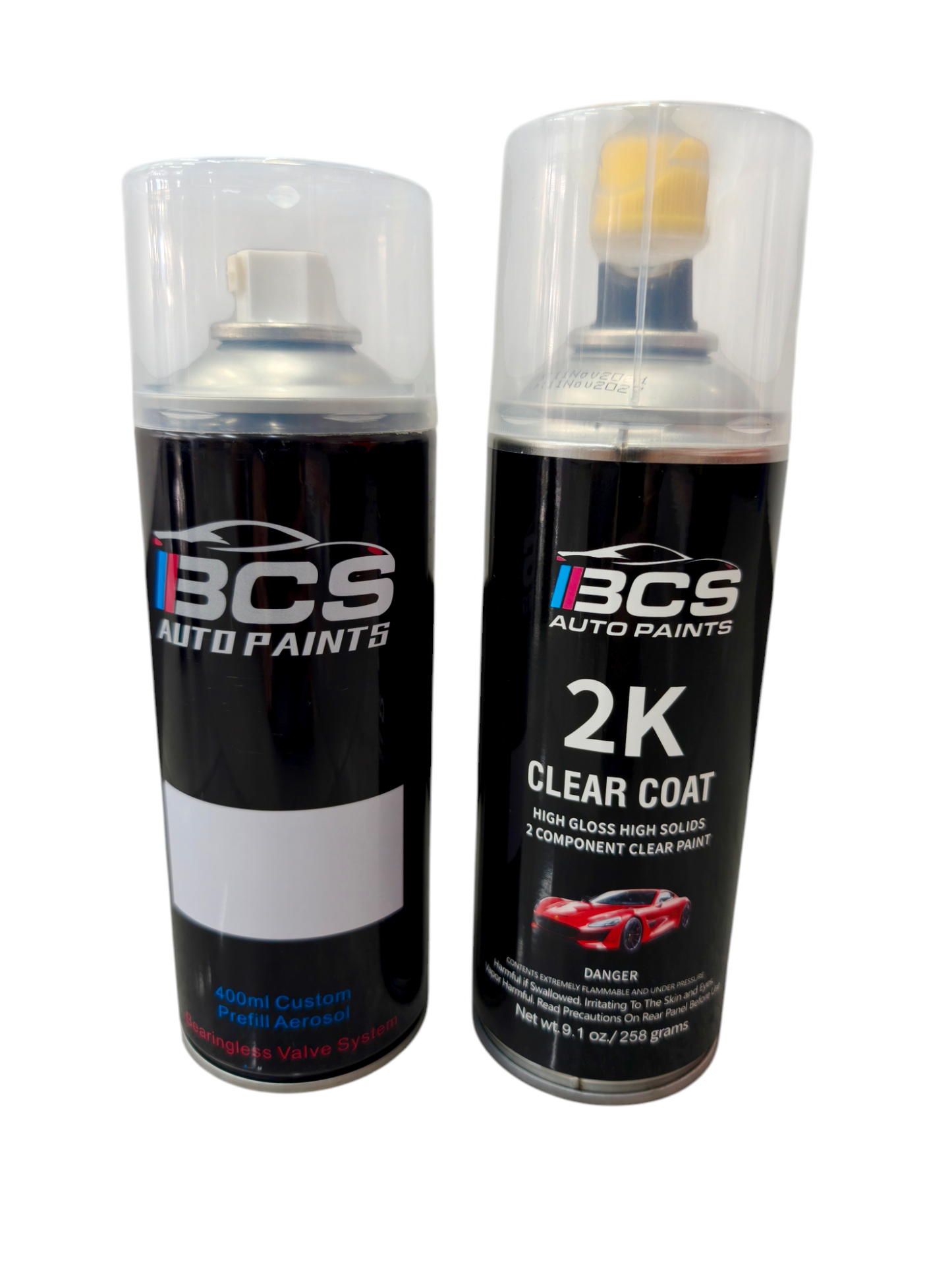 2k Clear & Base Colour 400ml Aerosol Spray Touch Up Paint Kit