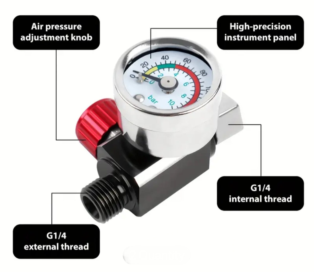 Spray Gun Air Adjust Regulator PSI Gauge