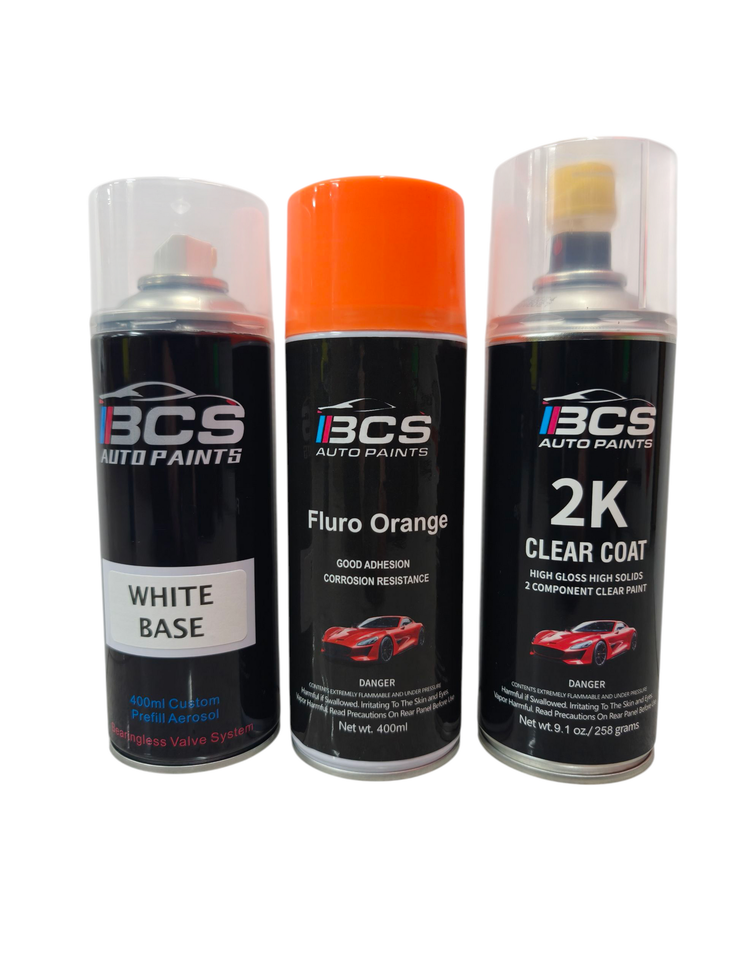 2K Fluro Yellow Heat Aerosol Brake Caliper Paint Kit 3 X 400ml Spray Paint