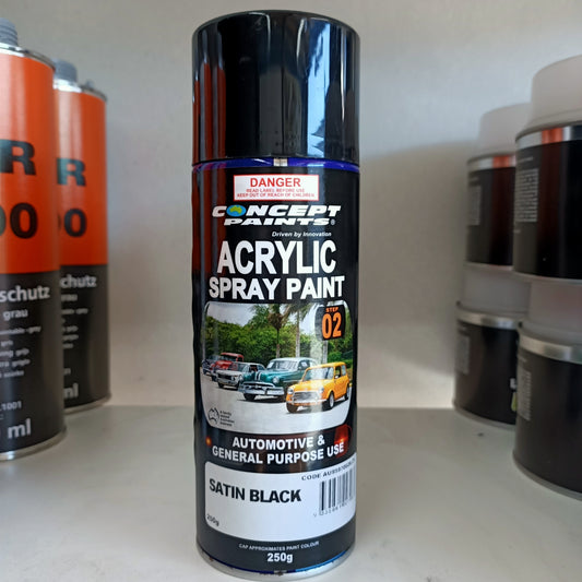 Concept Satin Black Acrylic Aerosol Spray Paint