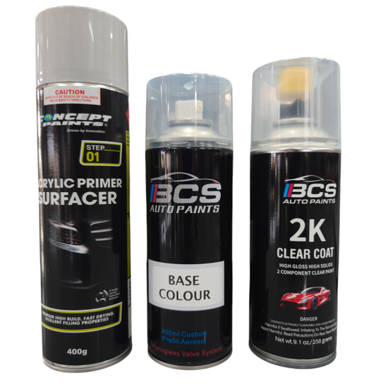 2k Aerosol Repair Touch Up Paint Kit - Primer -Colour - Clear