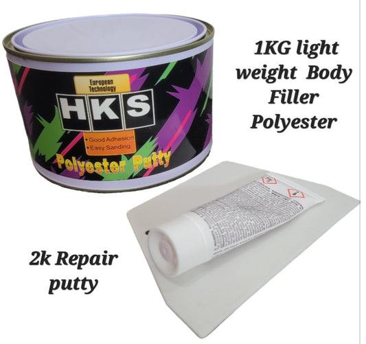 HKS 1KG Body Filler light weight Polyester Putty Easy Sanding Body Repair
