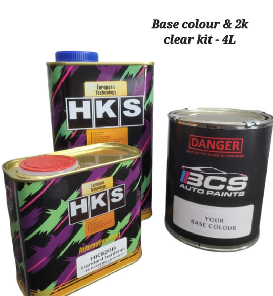 4 Litre Base coat Colour & 2k 5L Clear Kit  HKS High Gloss