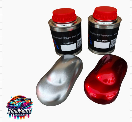 Kandy Kote 1K Gloss Candy Apple Red Auto Car Paint Kit -  Base 250ML & 250ML