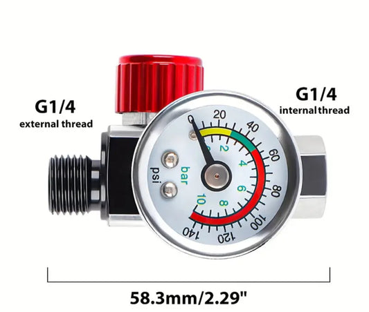 Spray Gun Air Adjust Regulator PSI Gauge