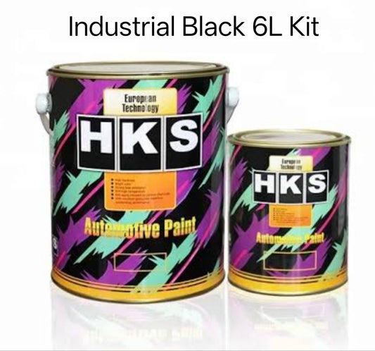 HKS HIGH GLOSS BLACK 2K KIT  6 LITRE INDUSTRIAL AUTOMOTIVE CAR BOAT TRAILER PAINT 2:1
