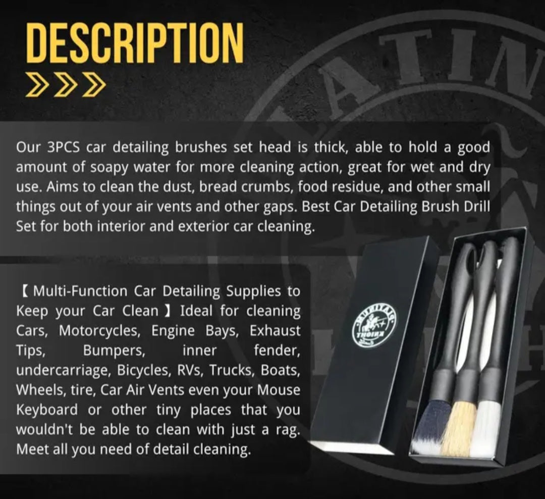 Platinum Complete Car Detailing Brush Kits Interior Detailing Ultra-soft Detail Brush Set