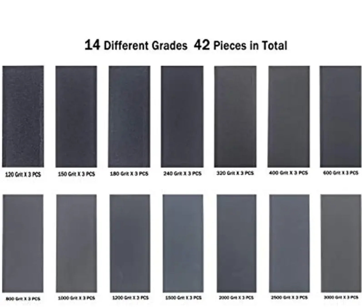 42pcs Wet And Dry Sanding Paper 120 To 3000 Wet And Dry Sandpaper Metal Sanding Automotive Polishing Detailing