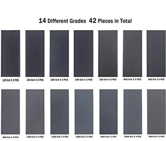 42pcs Wet And Dry Sanding Paper 120 To 3000 Wet And Dry Sandpaper Metal Sanding Automotive Polishing Detailing