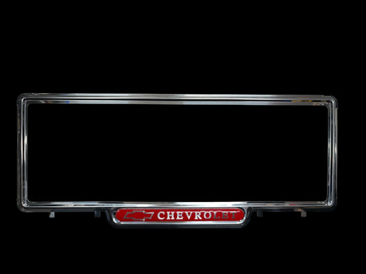 Genuine Retro Red Chevrolet Classic License Plate Covers - Pair
