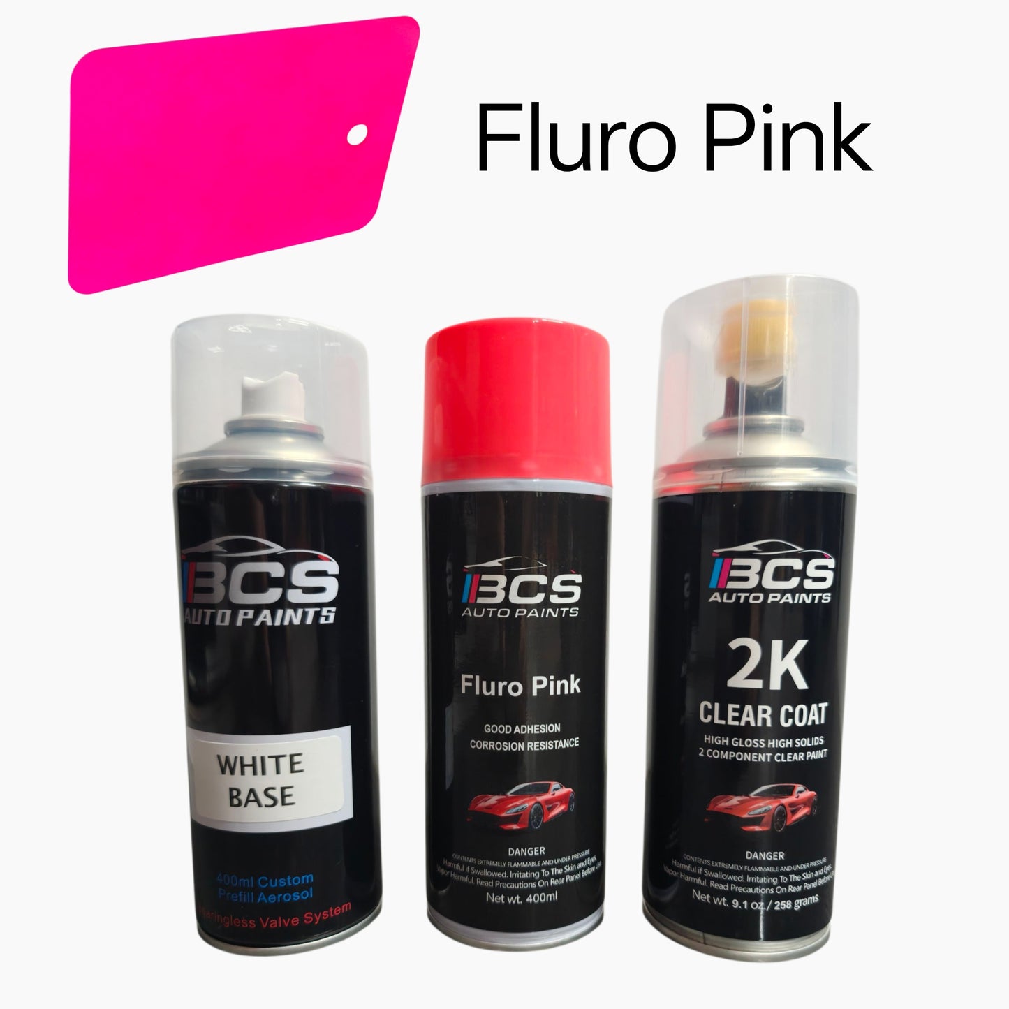 2K Gloss Fluro Pink Heat Aerosol Brake Caliper Paint Kit 3 X 400ml Spray Paint
