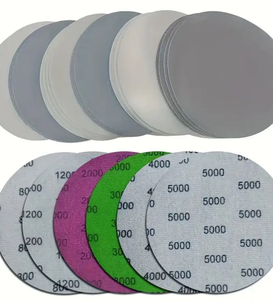 Wet & Dry 5" Sandpaper Sanding Pads Car Repairs 24pc Set 800 - 5000 Grit Detailing Buffing
