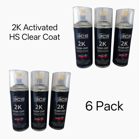 2K Activated HS Gloss Clear Aerosol Spray Can Paint - 6 Pack