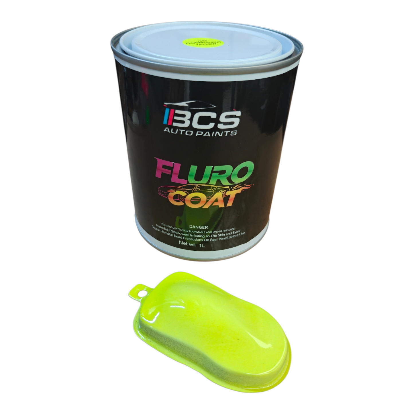 1L Spray Paint Fluorescent Yellow Auto Base Paint BCS Fluro Coat