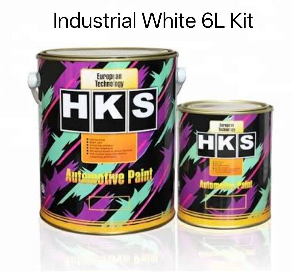 HKS HIGH GLOSS WHITE 2K KIT 6 LITRE INDUSTRIAL AUTOMOTIVE CAR BOAT TRAILER PAINT 2:1