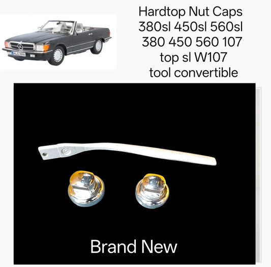 MERCEDES R 107 CONVERTIBLE HARDTOP CHROME ROOF LATCH NUT CAPS 450SL 380SL 560SL