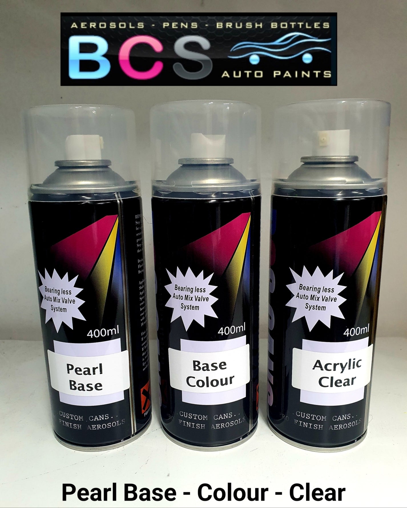 Tri Colour Pearl 400ml Auto Aerosol Touch Up Paint Kit BCS Auto Paints